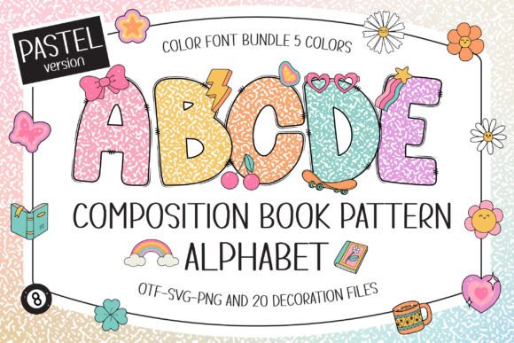 Composition Book Pattern Pastel Font