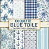 Coquette Blue Toile Digital Paper
