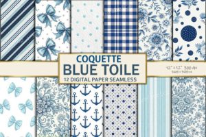 Coquette Blue Toile Digital Paper