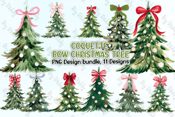 Coquette Bow Christmas Tree Clipart PNG