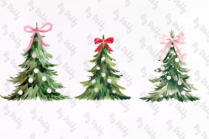 Alternative view of Coquette Bow Christmas Tree Clipart PNG