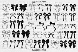 Alternative view of Coquette Bow Ribbon SVG Bundle Cut Files
