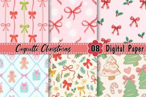 Alternative view of Coquette Christmas Digital Paper