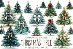 Coquette Christmas Tree Clipart
