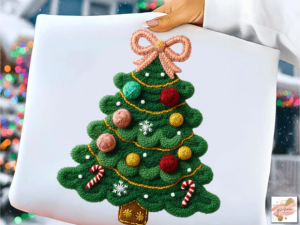 Coquette Faux Yarn Christmas Tree PNG