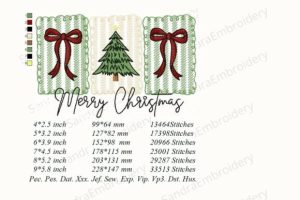 Alternative view of Coquette Merry Christmas Embroidery Design