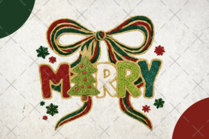 Coquette Merry Christmas Faux Yarn PNG