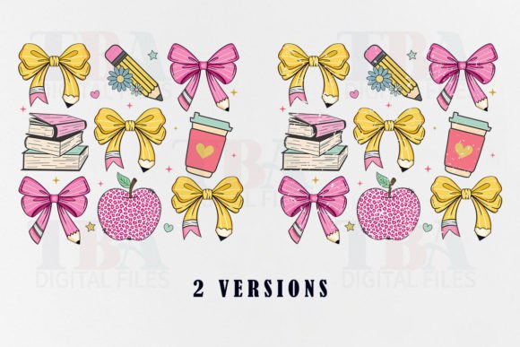 Coquette Teacher PNG School Pencil Bow - Image 2