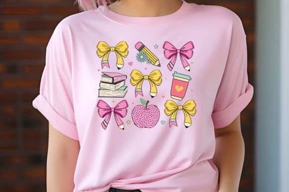 Coquette Teacher PNG School Pencil Bow - Image 3