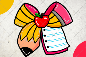 Coquette Teacher Pencil Bow PNG