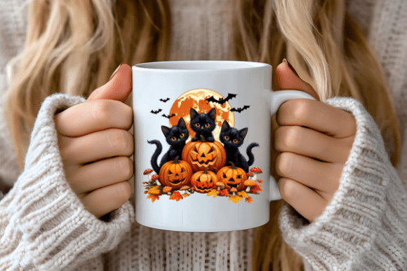 Cottagcore Fall Halloween Black Cat PNG - Image 5