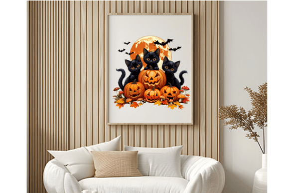 Cottagcore Fall Halloween Black Cat PNG - Image 7