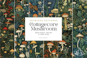 Alternative view of Cottagecore Mushroom Seamless Patterns
