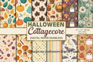 Cottagecore Fall Halloween Digital Paper