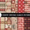Country Christmas Seamless Patterns Bund