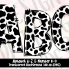 Cow Print Doodle Alphabet Clip Art PNG