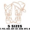 Cowboy Boots and Hat Line Art Embroidery Design