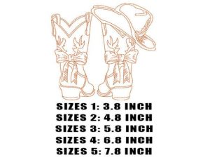 Alternative view of Cowboy Boots and Hat Line Art Embroidery Design