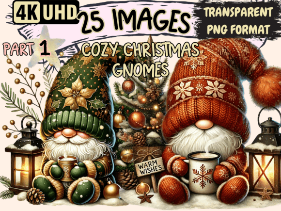 Cozy Christmas Gnomes Clipart P1