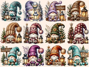 Alternative view of Cozy Christmas Gnomes Clipart P1