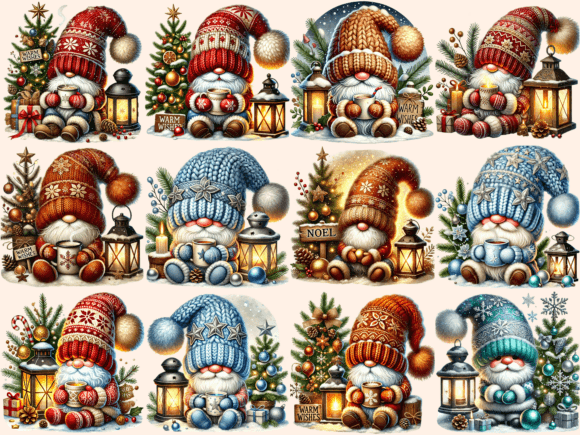 Cozy Christmas Gnomes Clipart P1 - Image 3