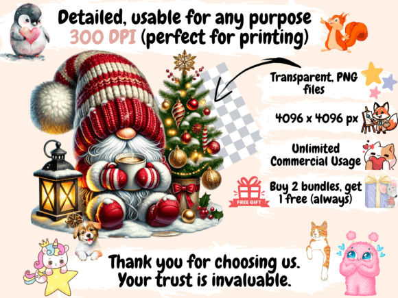 Cozy Christmas Gnomes Clipart P1 - Image 4