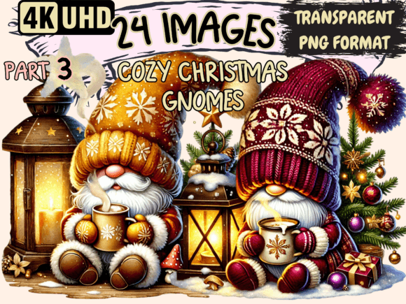 Cozy Christmas Gnomes Clipart P3
