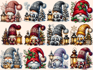 Alternative view of Cozy Christmas Gnomes Clipart P3