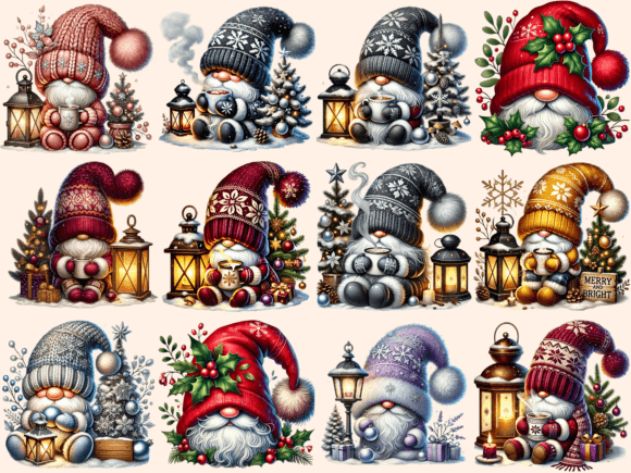 Cozy Christmas Gnomes Clipart P3 - Image 2
