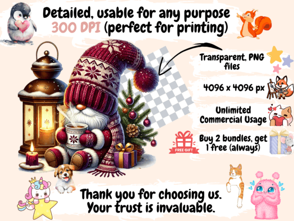 Cozy Christmas Gnomes Clipart P3 - Image 4