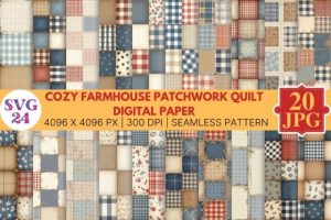 Cozy Farmhouse Patchwork Digital Paper