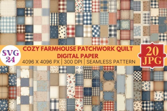 Cozy Farmhouse Patchwork Digital Paper
