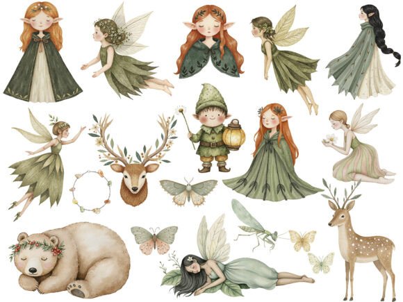Cozy Magic Fairy Forest Witch Clipart - Image 2