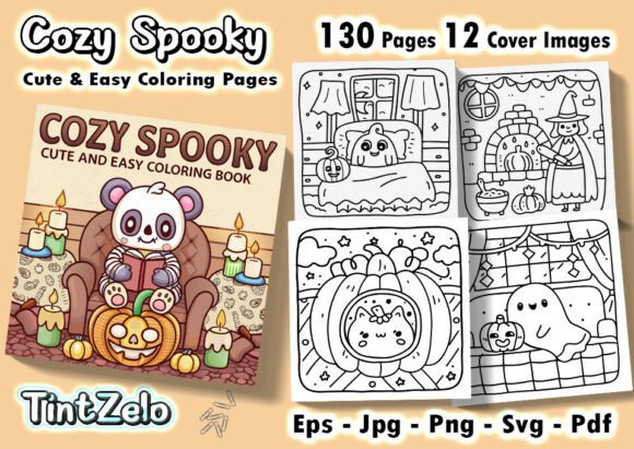 Cozy Spooky: Cute and Easy Coloring Book