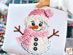 Alternative view of Crochet Faux Yarn Christmas Snowman Png