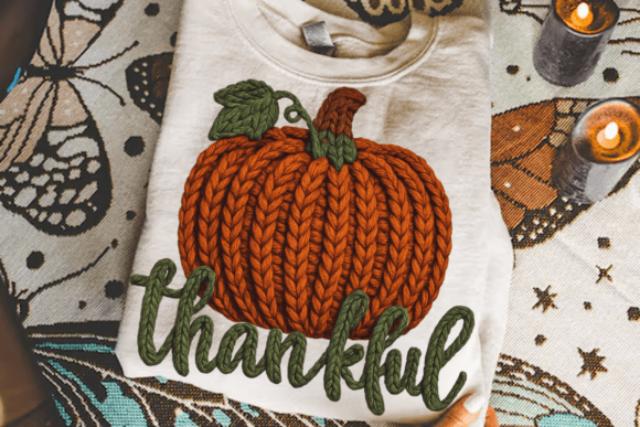Crochet Thankful Pumpkin PNG