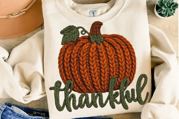 Crochet Thankful Pumpkin PNG - Image 2
