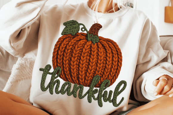 Crochet Thankful Pumpkin PNG - Image 4