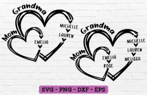 Custom Heart Name Bundle - Grandma Mom