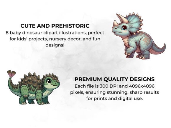 Cute Baby Dinosaur Clipart, PNG Dino - Image 3