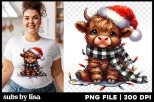 Cute Baby Highland Cow Christmas Lights