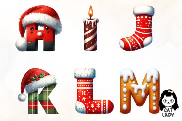Cute Christmas Alphabet Sublimation - Image 3