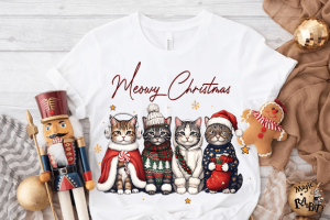 Alternative view of Cute Christmas Cats Wall Art PNG