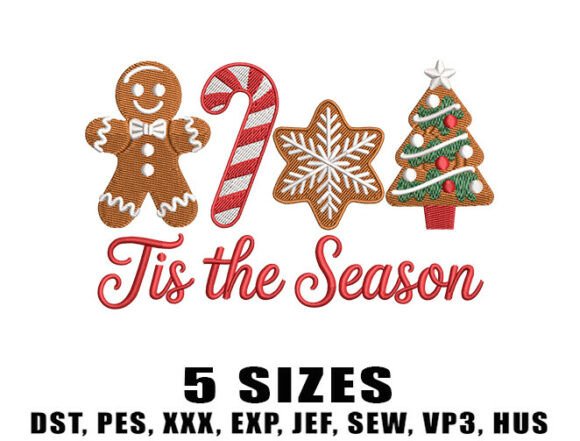 Cute Christmas Cookies Embroidery Design