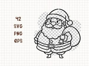 Alternative view of Cute Christmas Doodle Holiday Line Art