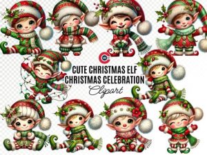 Alternative view of Cute Christmas Elf Clipart, Cute Elf