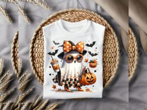 Alternative view of Cute Funny Ghost Pumpkin Halloween Png