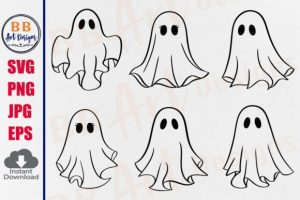 Cute Ghost SVG Halloween Boo Clipart PNG