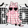 Cute Halloween Ghost SVG, Pink Plaid Boo