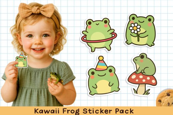 Cute Kawaii Frog Printable Stickers. PNG - Image 9